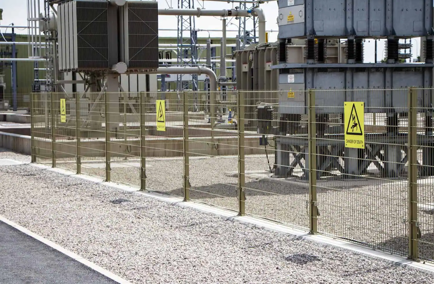 Security fencing at the Walney Extension onshore substation, Heysham