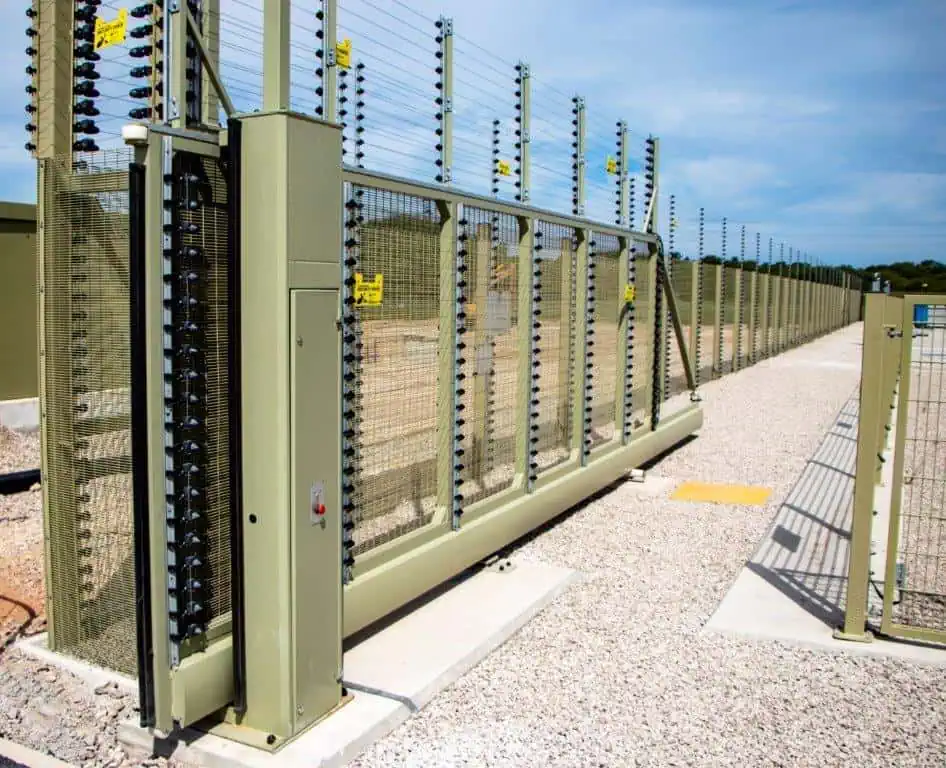 Security fencing at the Walney Extension onshore substation, Heysham