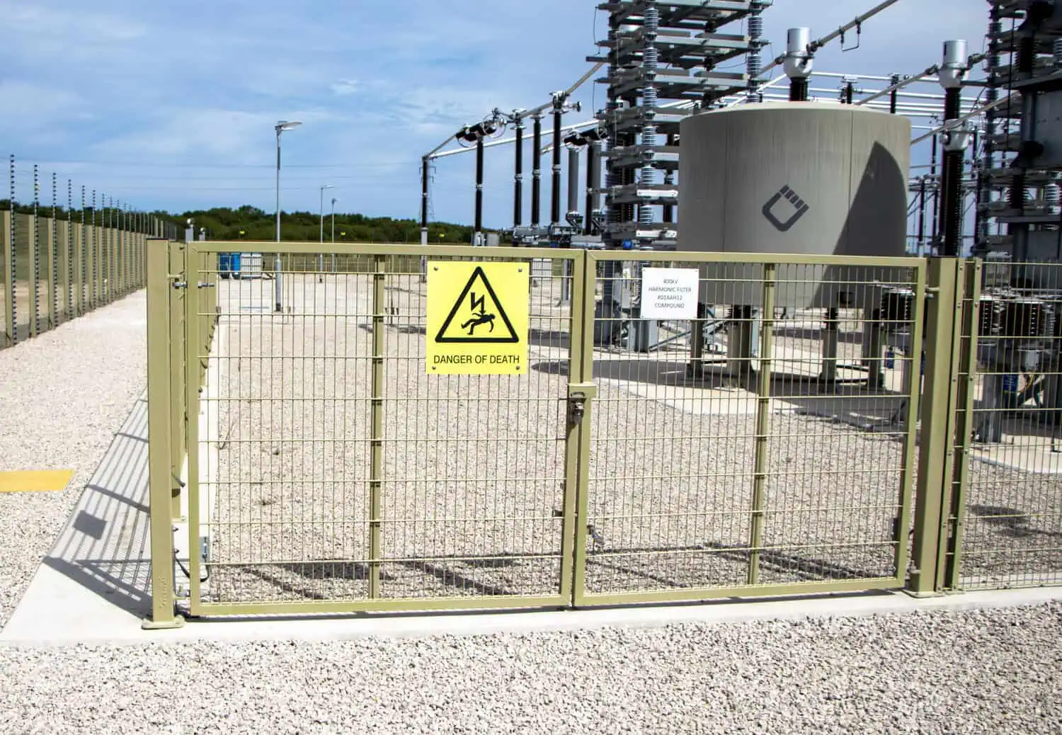 Security fencing at the Walney Extension onshore substation, Heysham