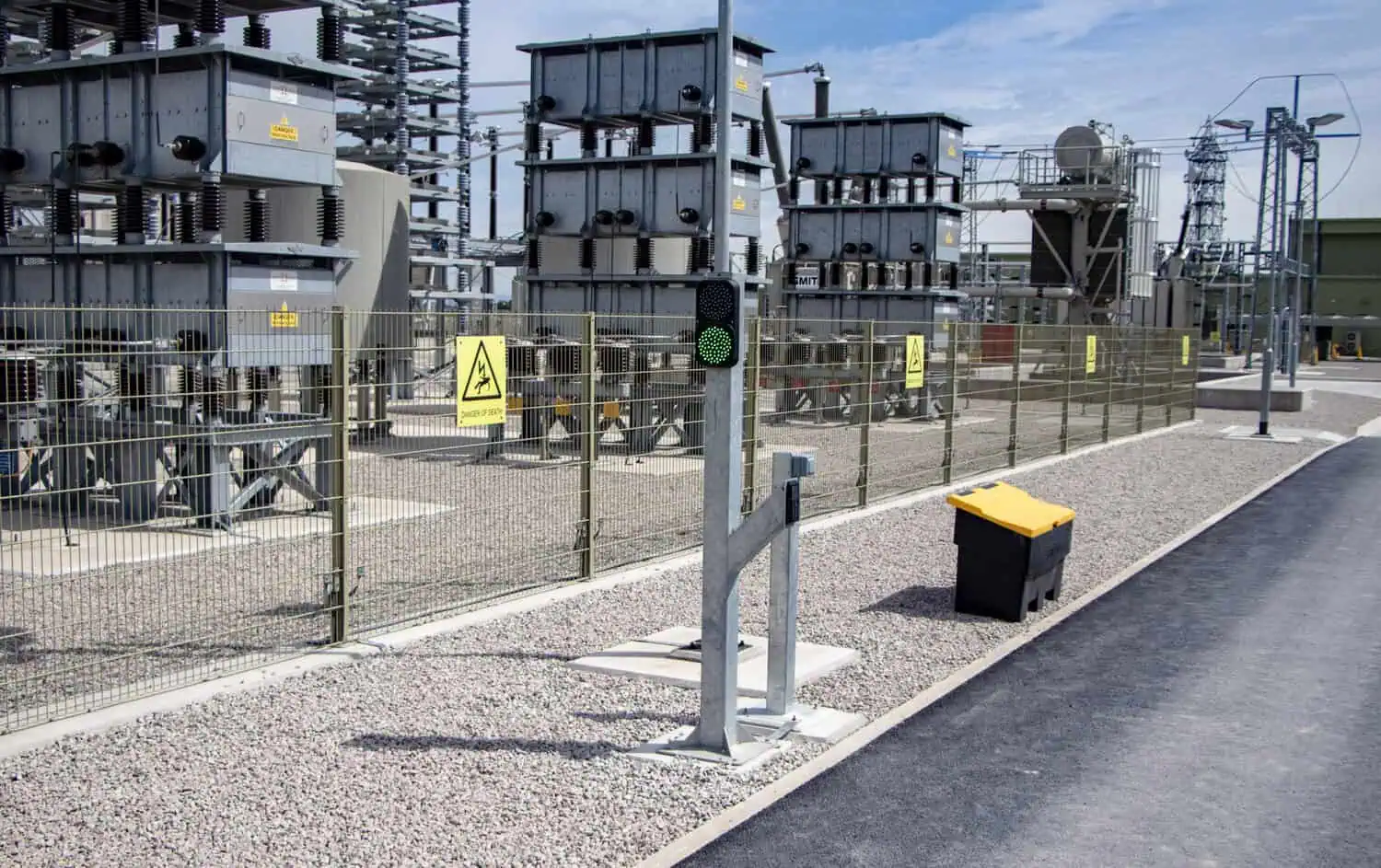 Security fencing at the Walney Extension onshore substation, Heysham